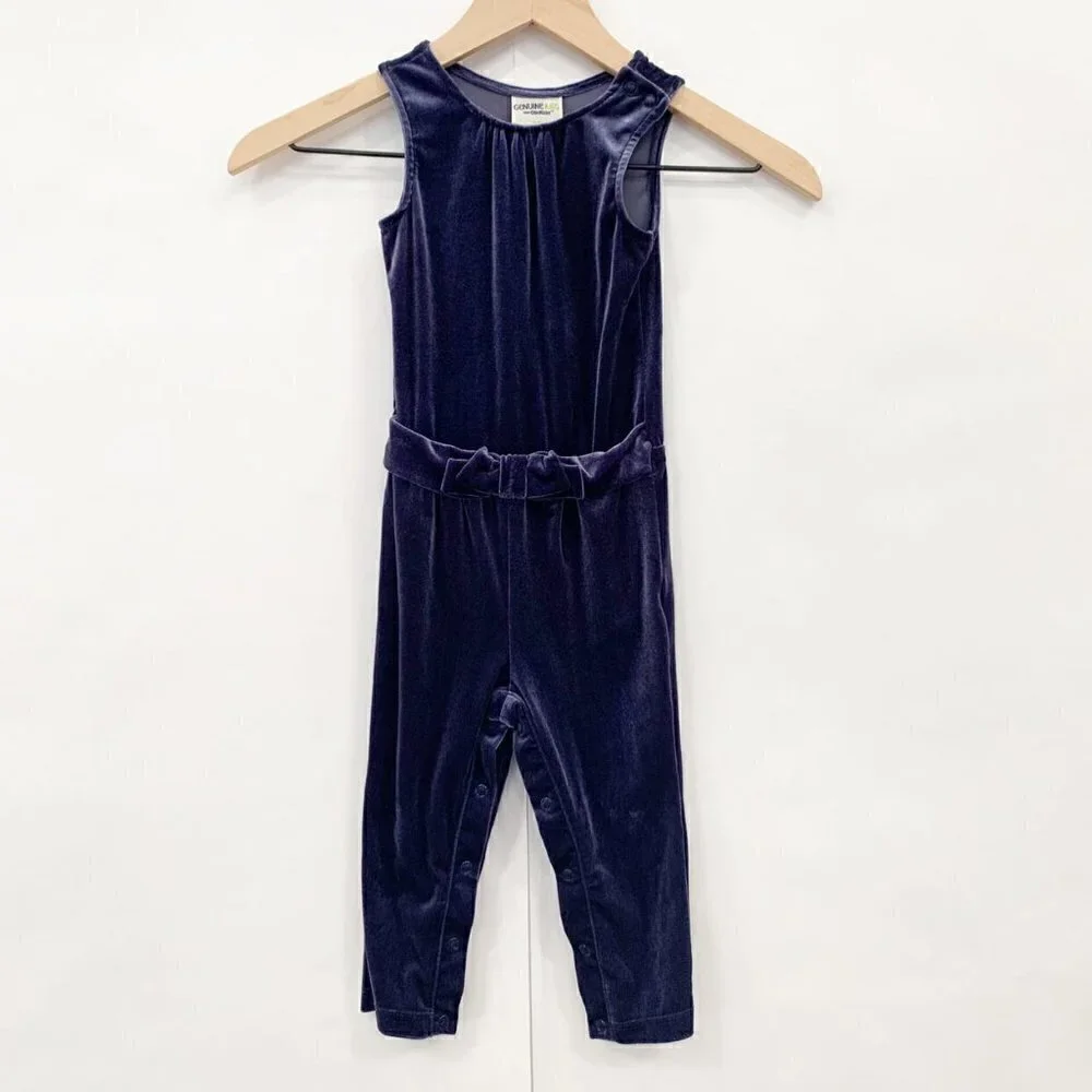 Genuine Kids Navy Velvet Romper
